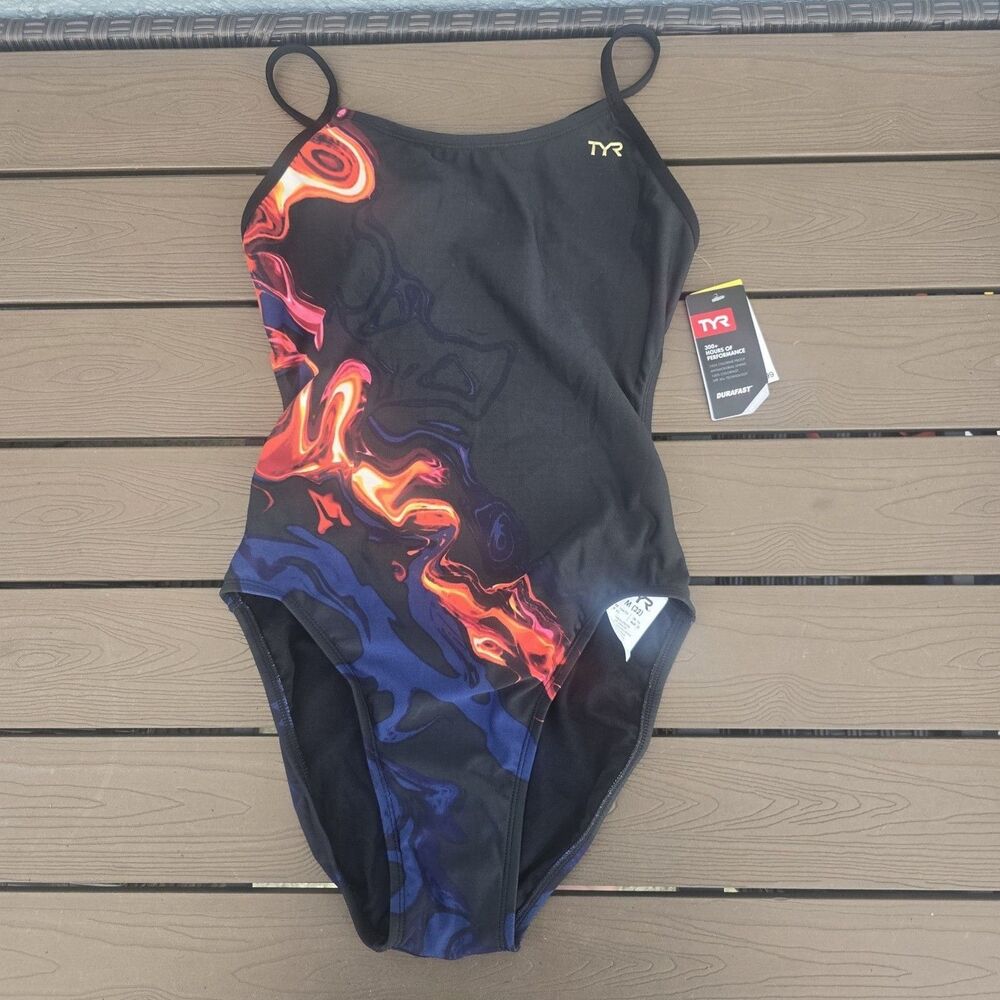 TYR Women's Durafast Elite Torch Multicolor Cutoutfit Swimsuit Size 34 New
